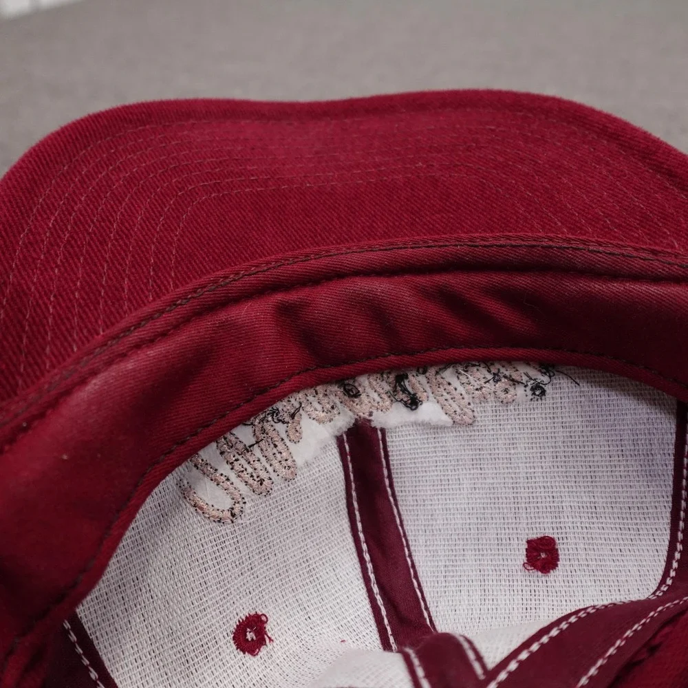 Vintage Wrangler Hat Cap Strap Back Mens One Size Red Twill Cowboy Western Logo